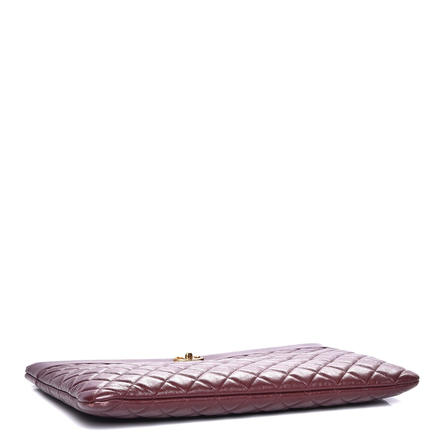Sheepskin Quilted Large Cosmetic Case Burgundy
