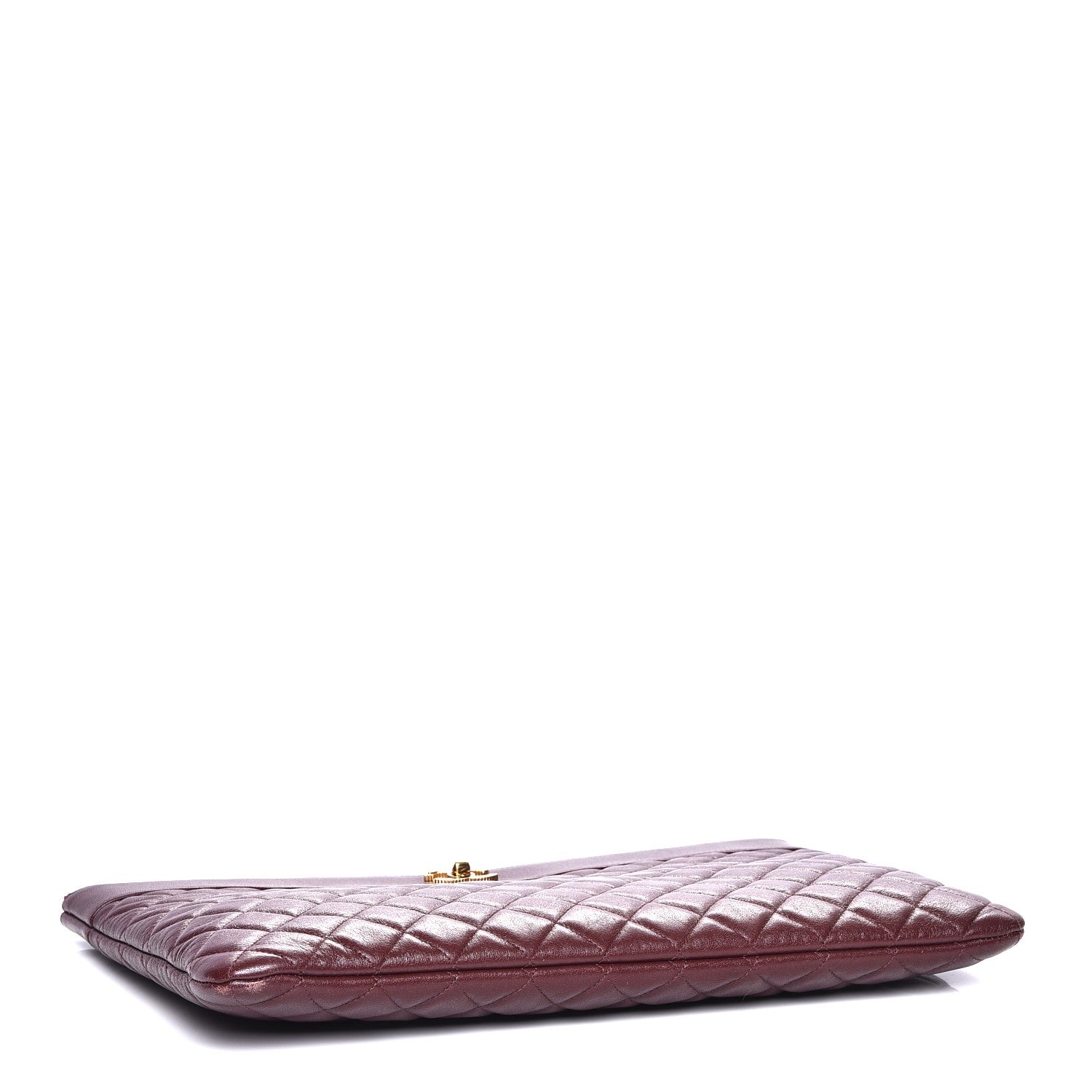 Chanel Sheepskin Quilted Large Cosmetic Case Burgundy 4 of 9