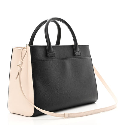Chanel Grained Calfskin Small Bi-Color Neo Executive Shopper Tote Black Beige 3 of 10