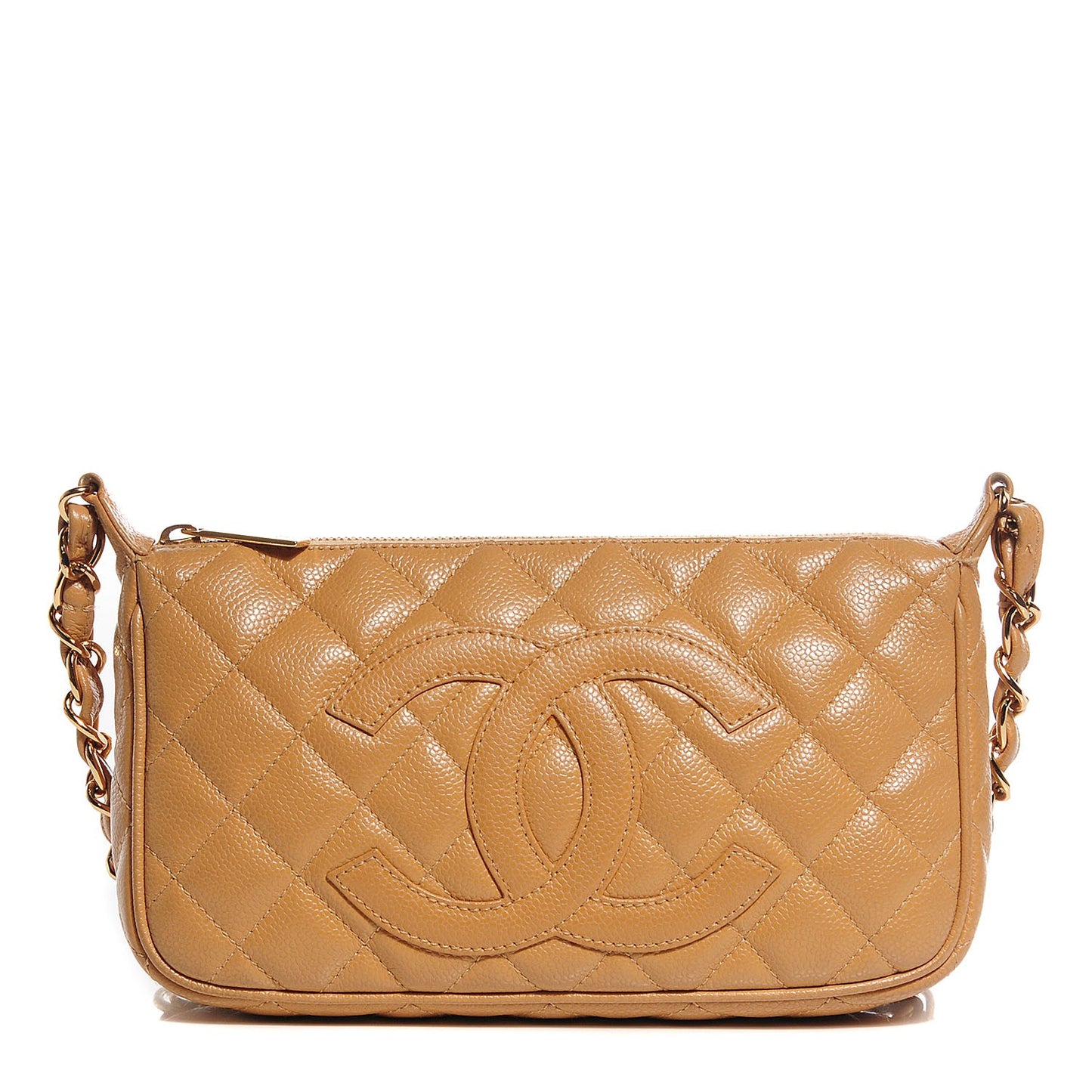 Caviar Quilted Shoulder Bag Beige