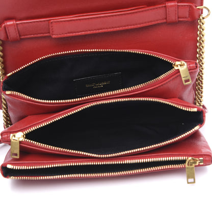 Saint Laurent Lambskin Diamond Quilted Monogram Angie Chain Bag Red 5 of 11