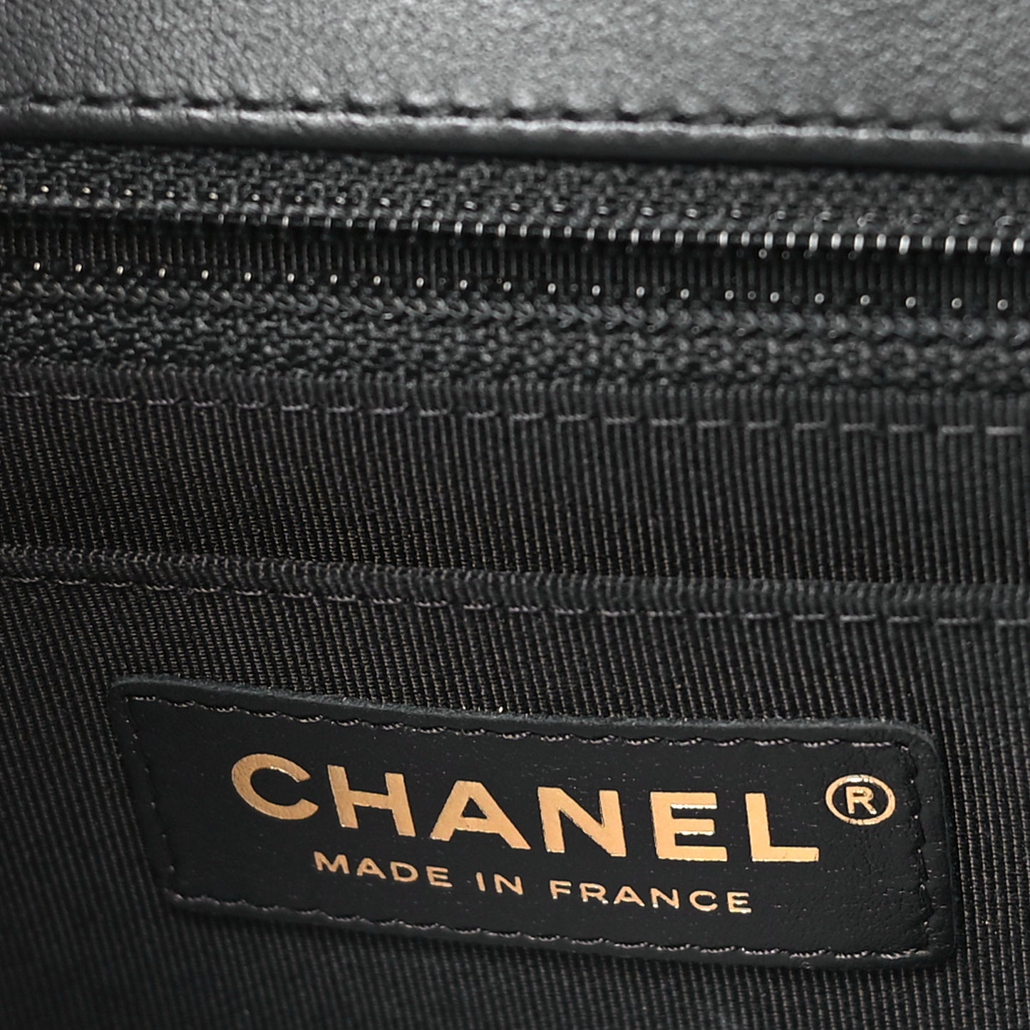 Calfskin Chevron Quilted Medium Statement Flap Black