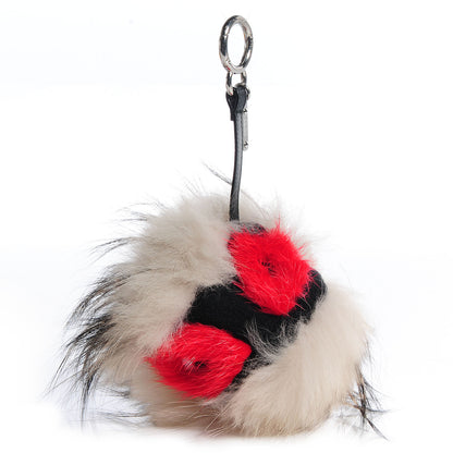 Fendi Mink Fox Rabbit Fur Vitello Flamingo Kurioso Monster Bag Bug Charm Beige Multicolor Black 1 of 6