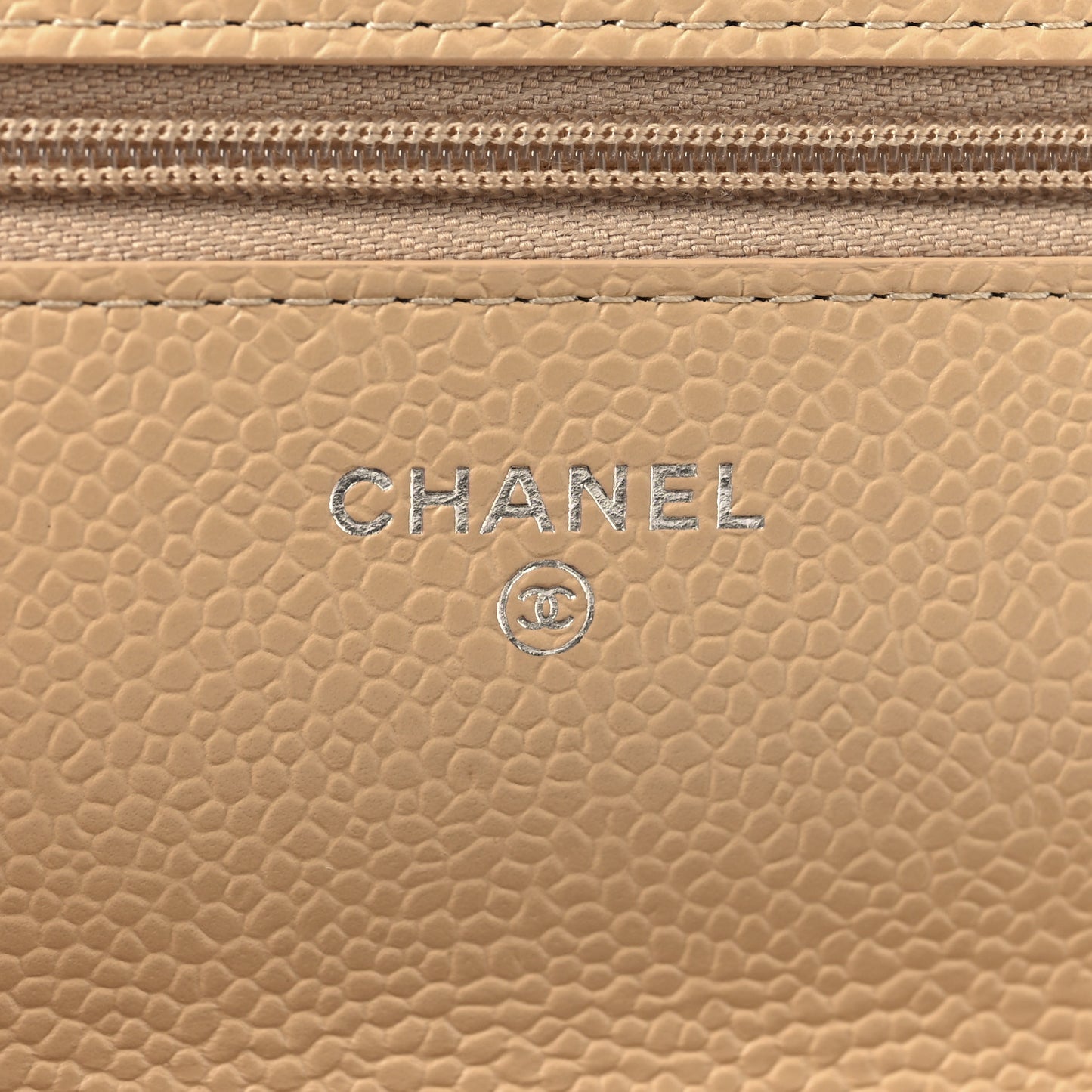 Caviar Quilted Wallet On Chain WOC Beige