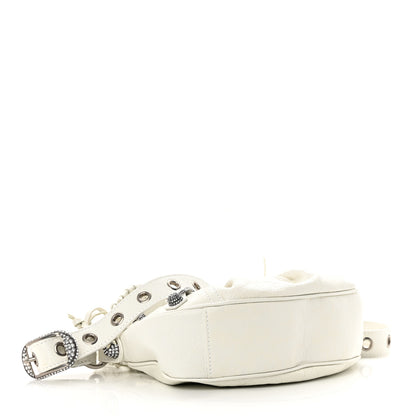 Balenciaga Agneau Arena Crystal Le Cagole Shoulder Bag XS Optic White 4 of 14