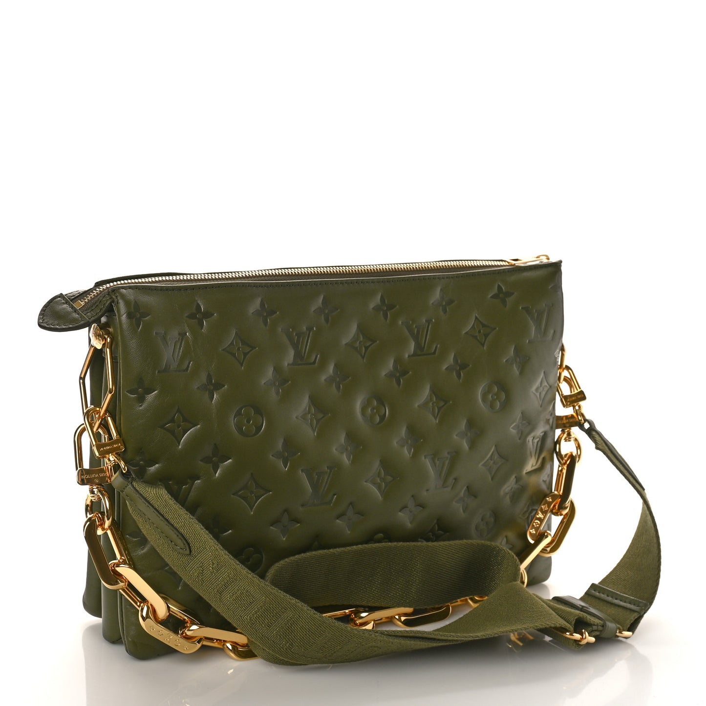 Lambskin Embossed Monogram Coussin MM Khaki