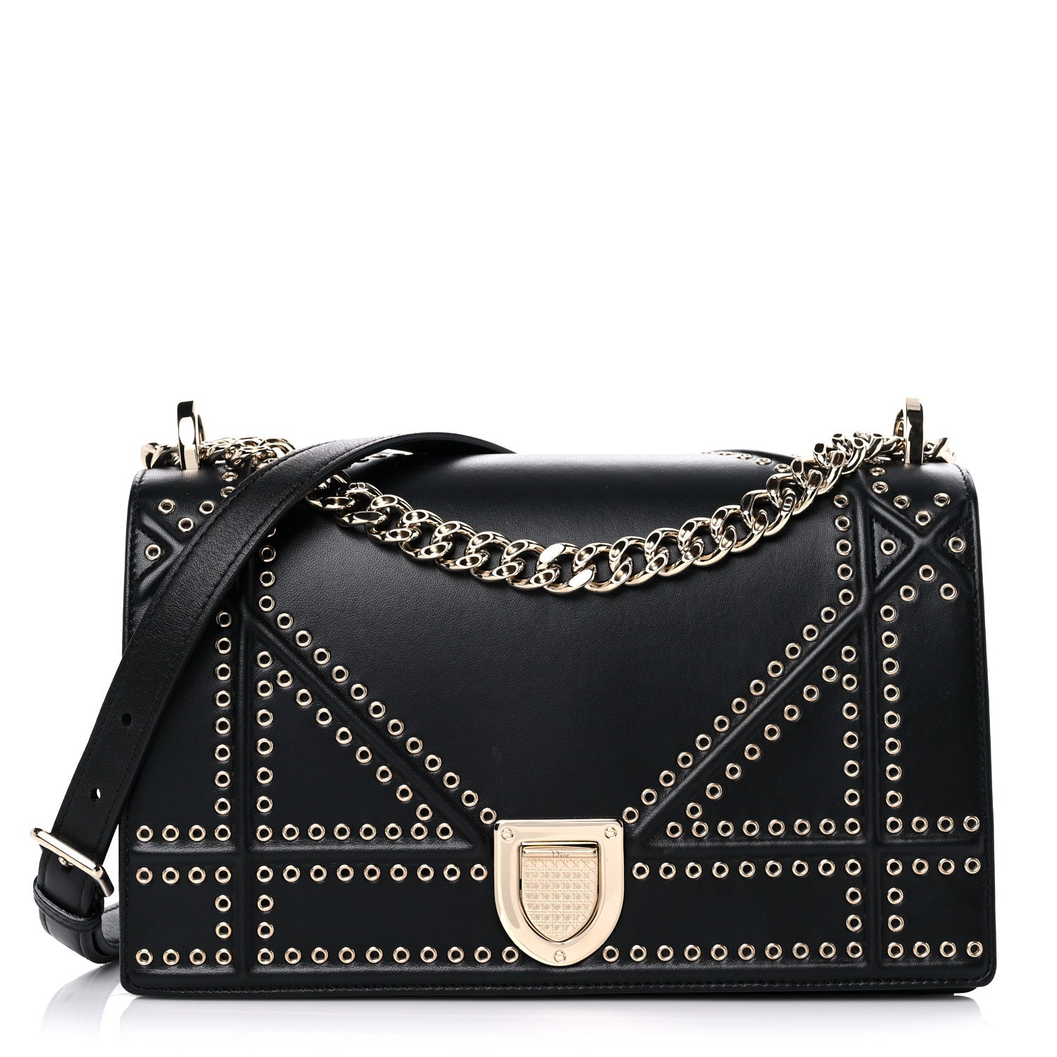 Christian Dior Lambskin Studded Medium Diorama Flap Bag Black 1 of 17