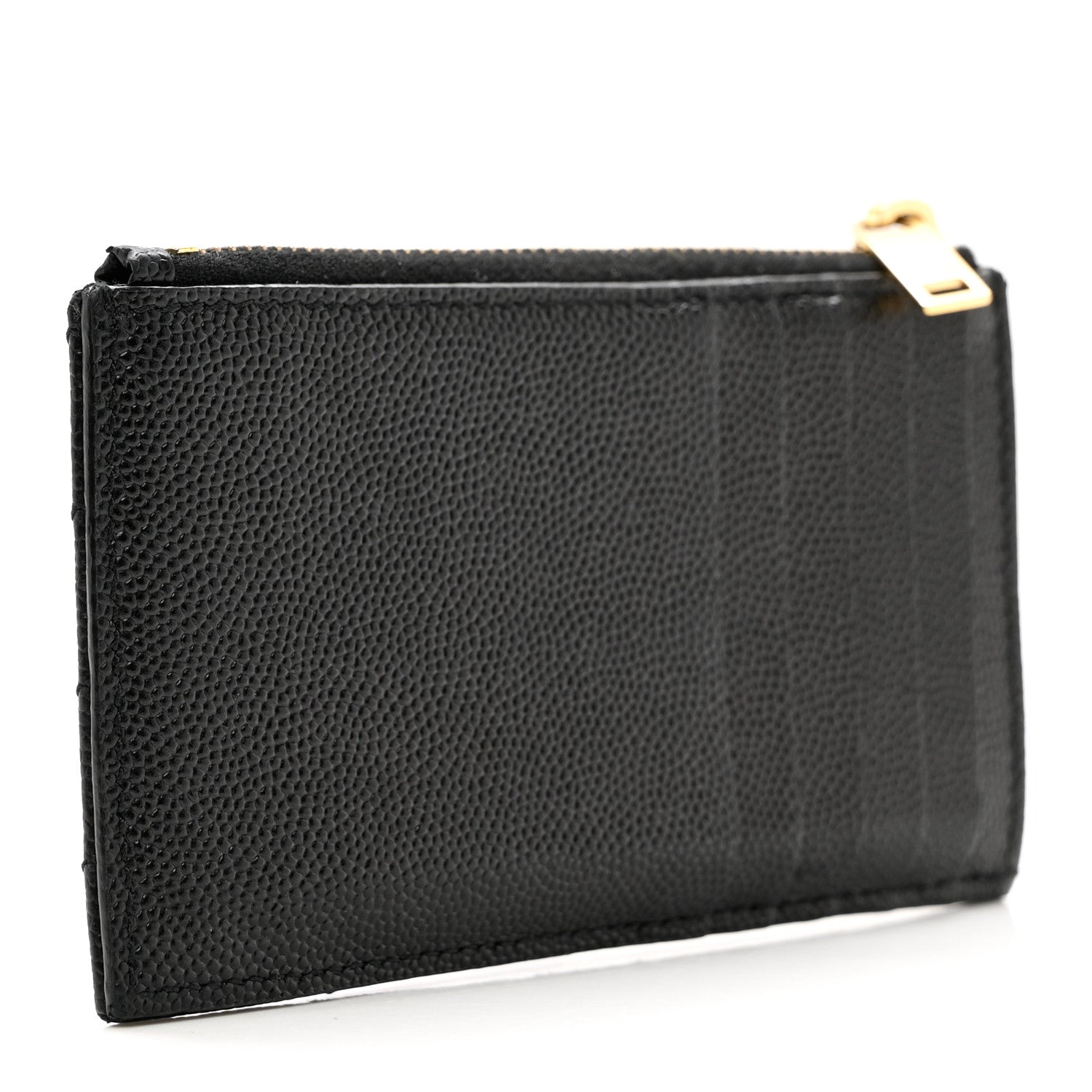 Saint Laurent Grain De Poudre Matelasse Chevron Monogram Fragments Zippered Card Case Black 3 of 7