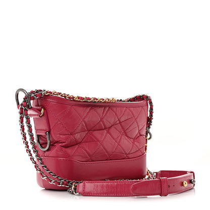 Chanel Aged Calfskin Quilted Small Gabrielle Hobo  Dark Pink 3 of 13