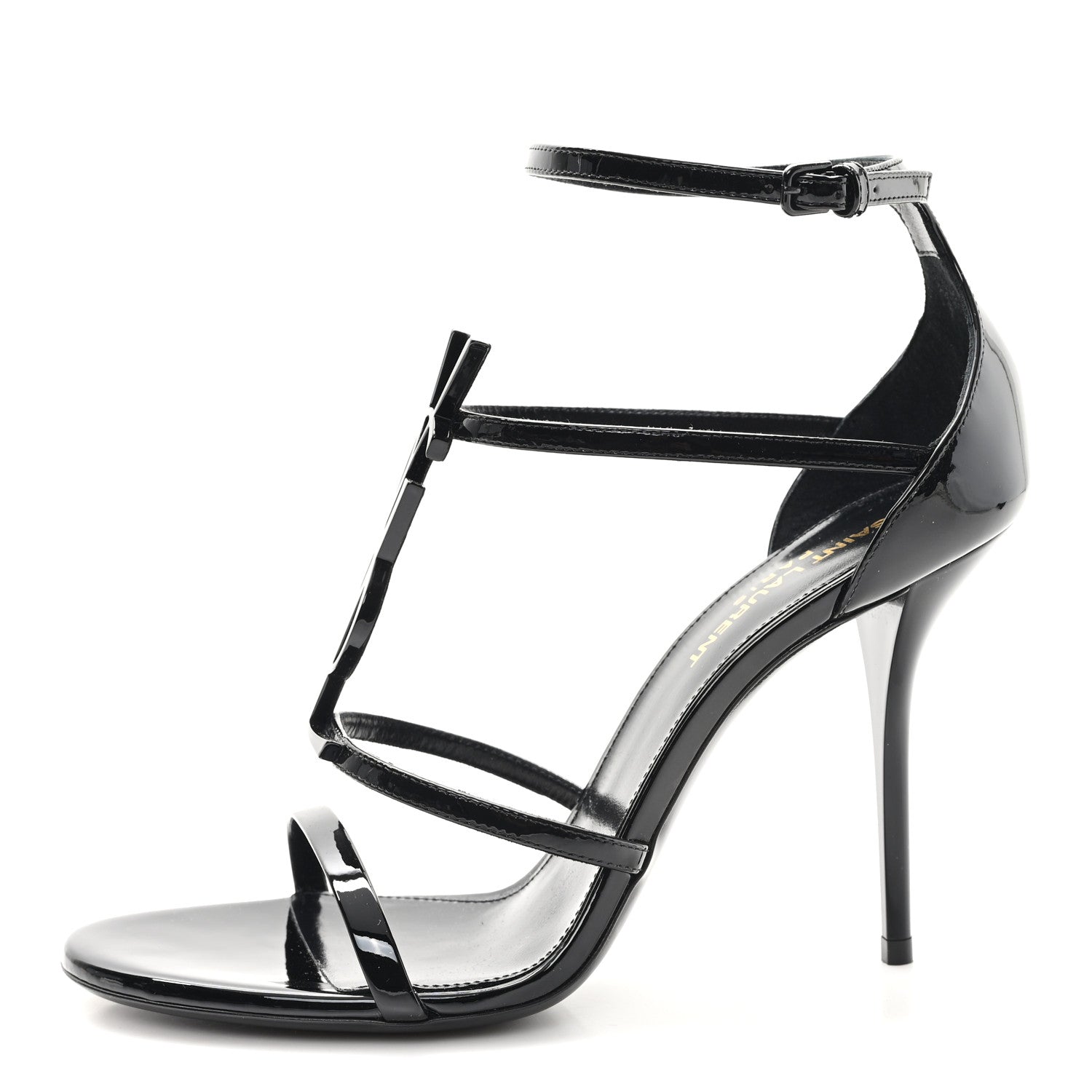 Saint Laurent Patent Cassandra 100 Sandals 38.5 Black 1 of 10
