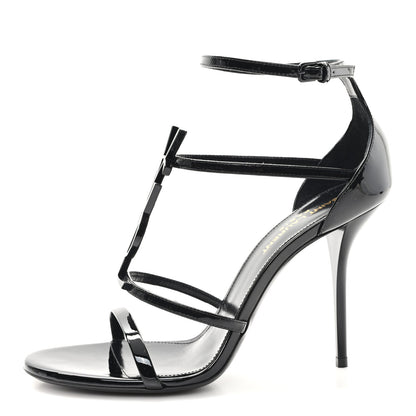 Saint Laurent Patent Cassandra 100 Sandals 38.5 Black 1 of 10