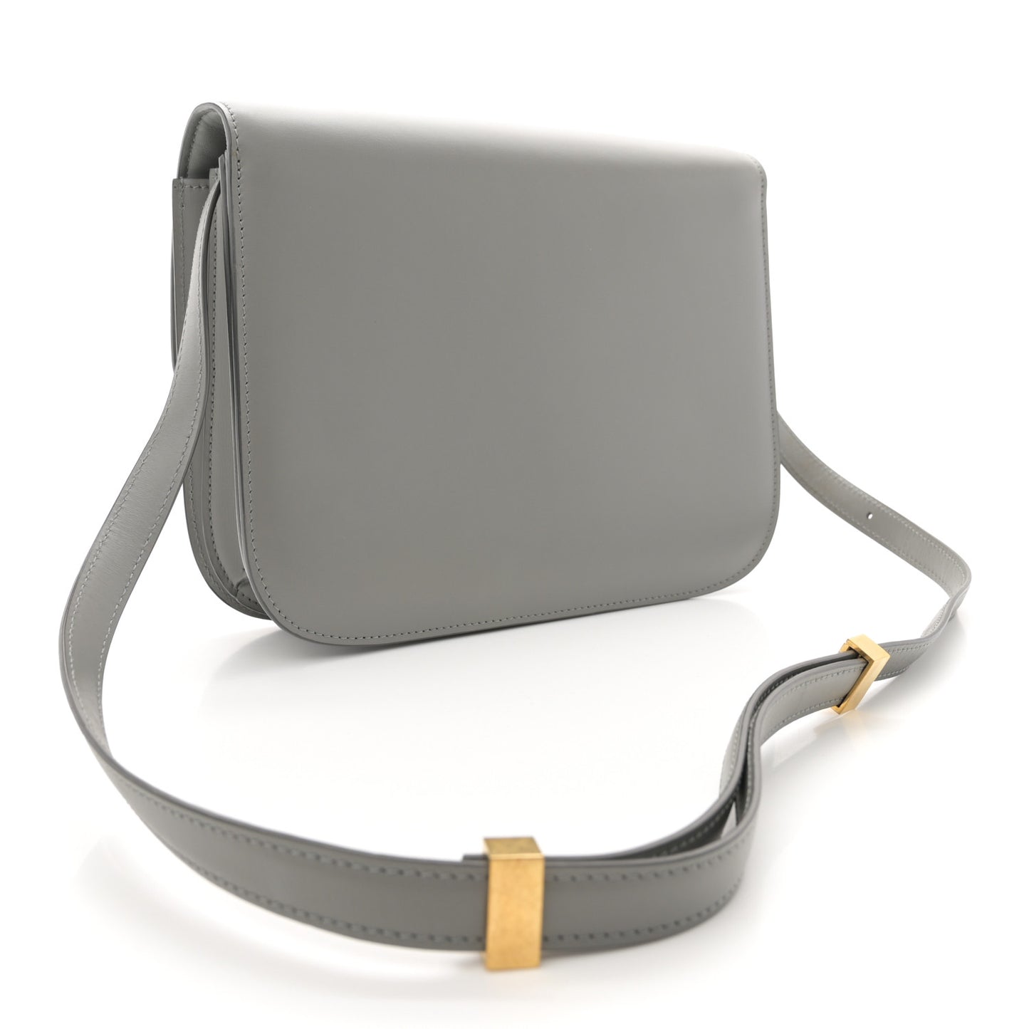 Box Calfskin Medium Classic Box Flap Bag Light Charcoal