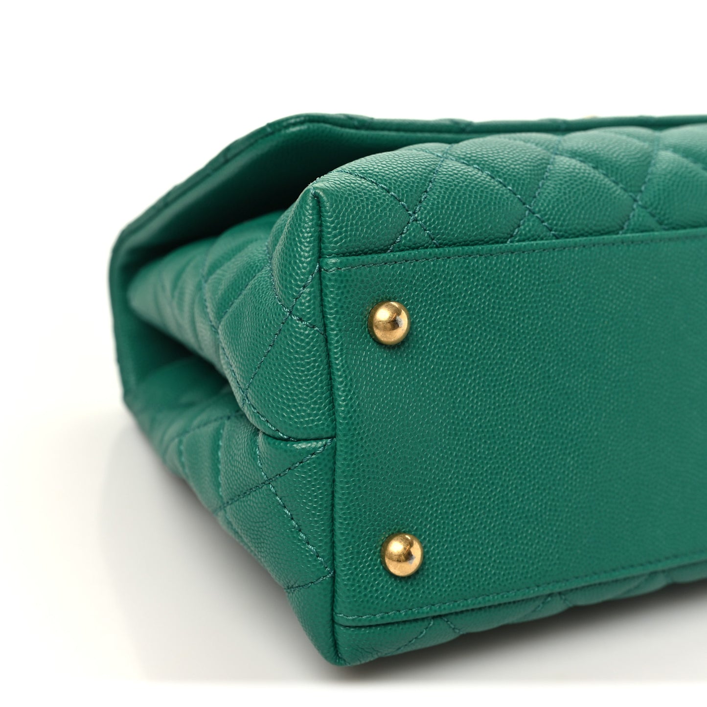 Caviar Quilted Small Coco Handle Flap Green