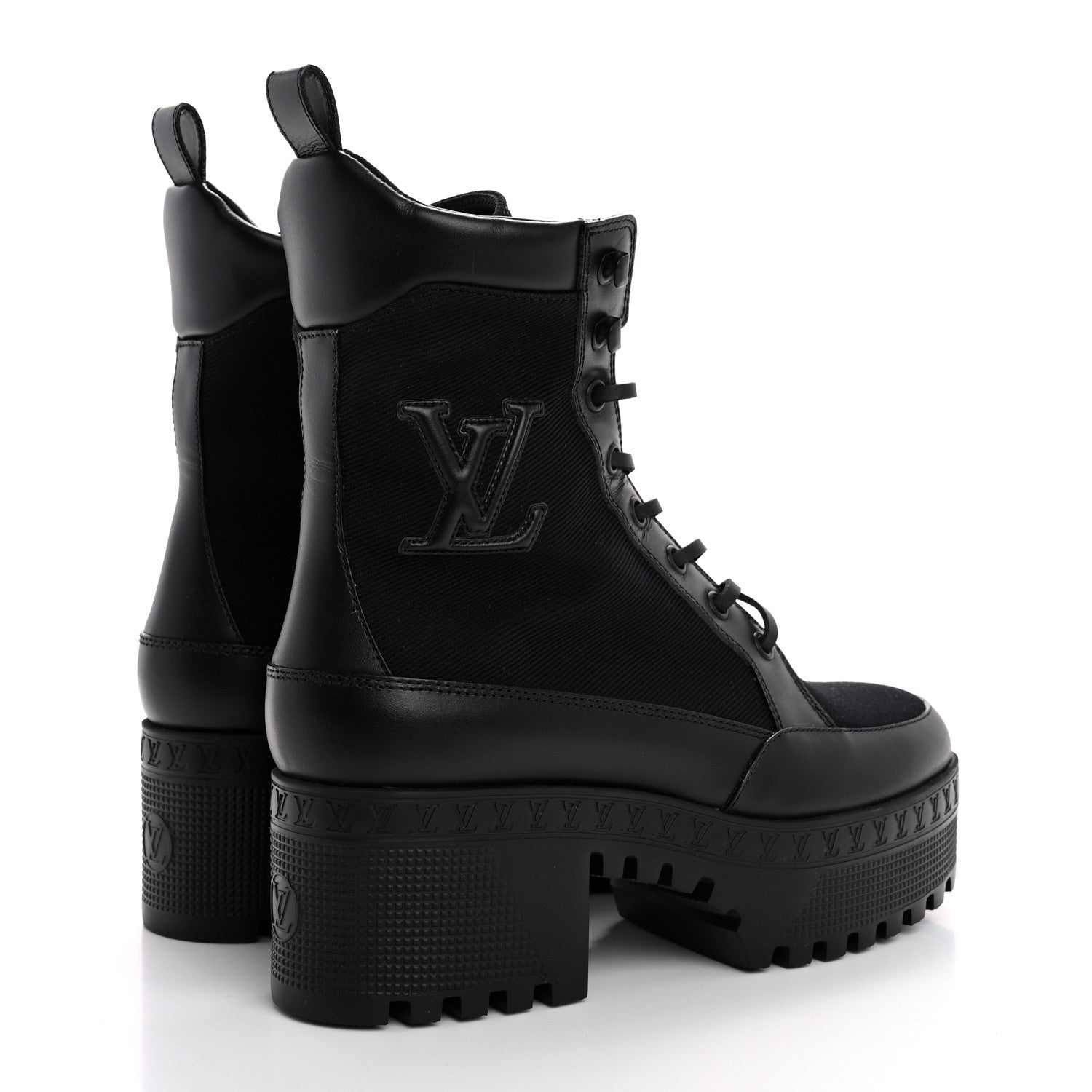 Louis Vuitton Canvas Monogram Laureate Platform Desert Boots 36 Black 5 of 10