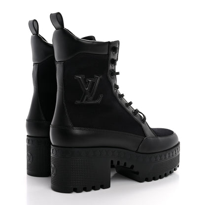 Louis Vuitton Canvas Monogram Laureate Platform Desert Boots 36 Black 5 of 10