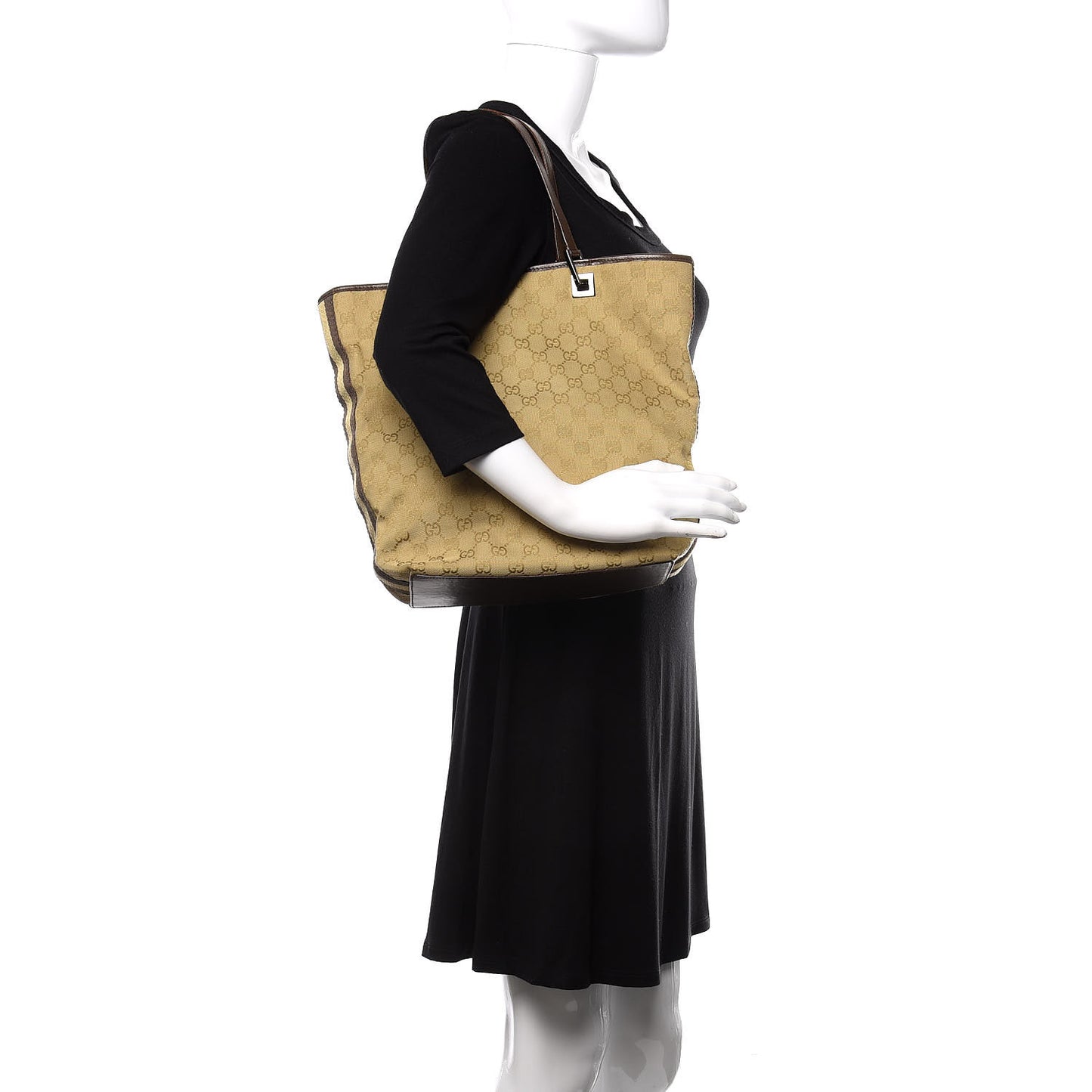 Monogram Web Large Bucket Tote Brown