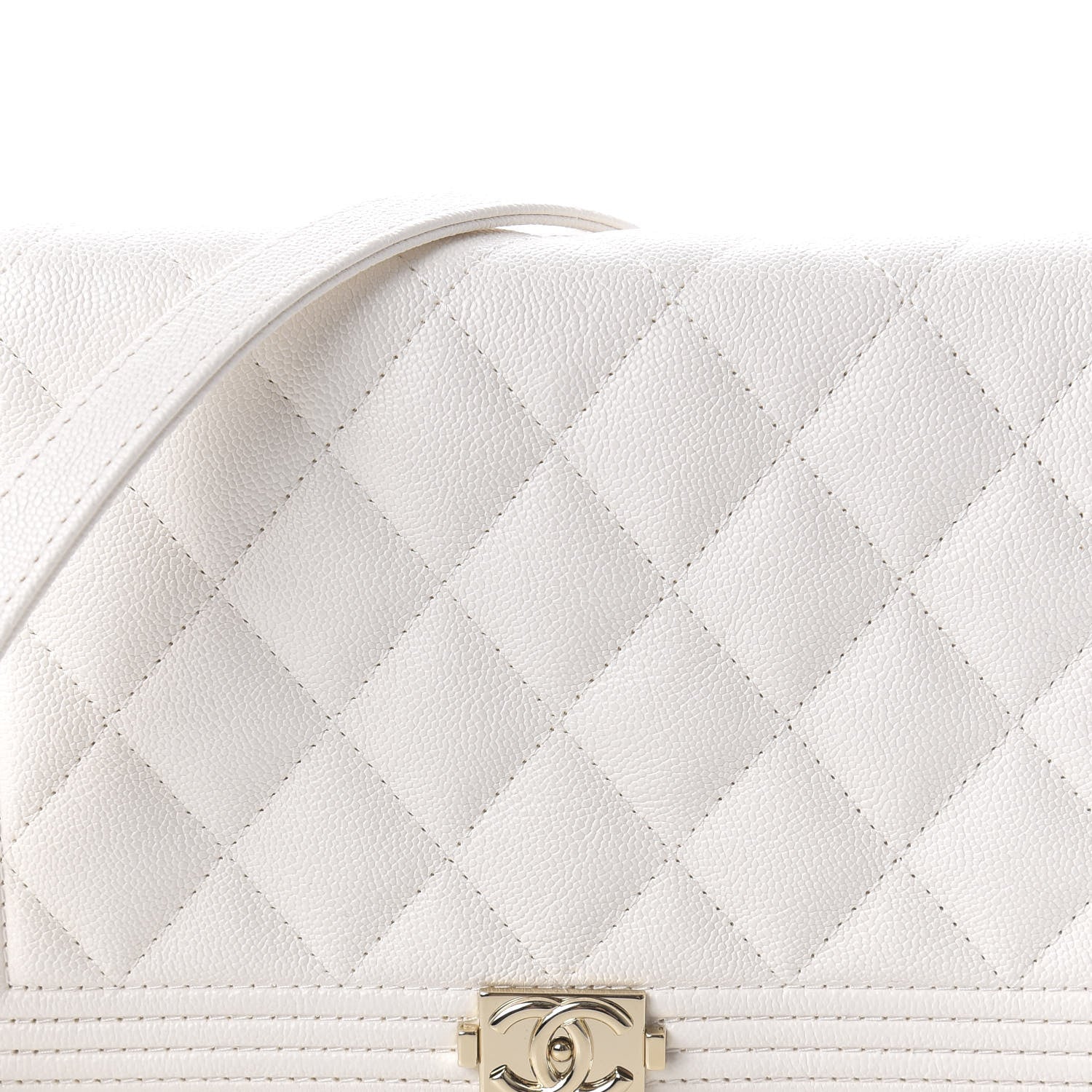 Chanel Caviar Quilted Boy Wallet On Chain WOC White 11 of 12