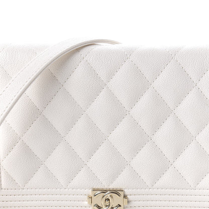 Chanel Caviar Quilted Boy Wallet On Chain WOC White 11 of 12