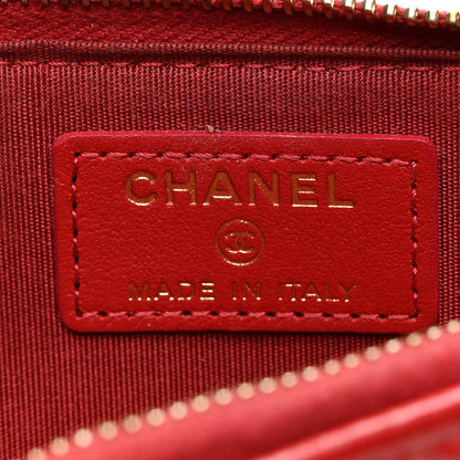 Chanel Caviar Camellia Embossed Classic Flat Wallet Pouch Red 6 of 8