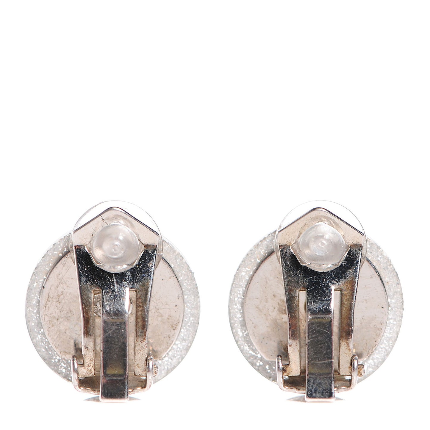 Translucent Resin Glitter CC Clip On Earrings Silver