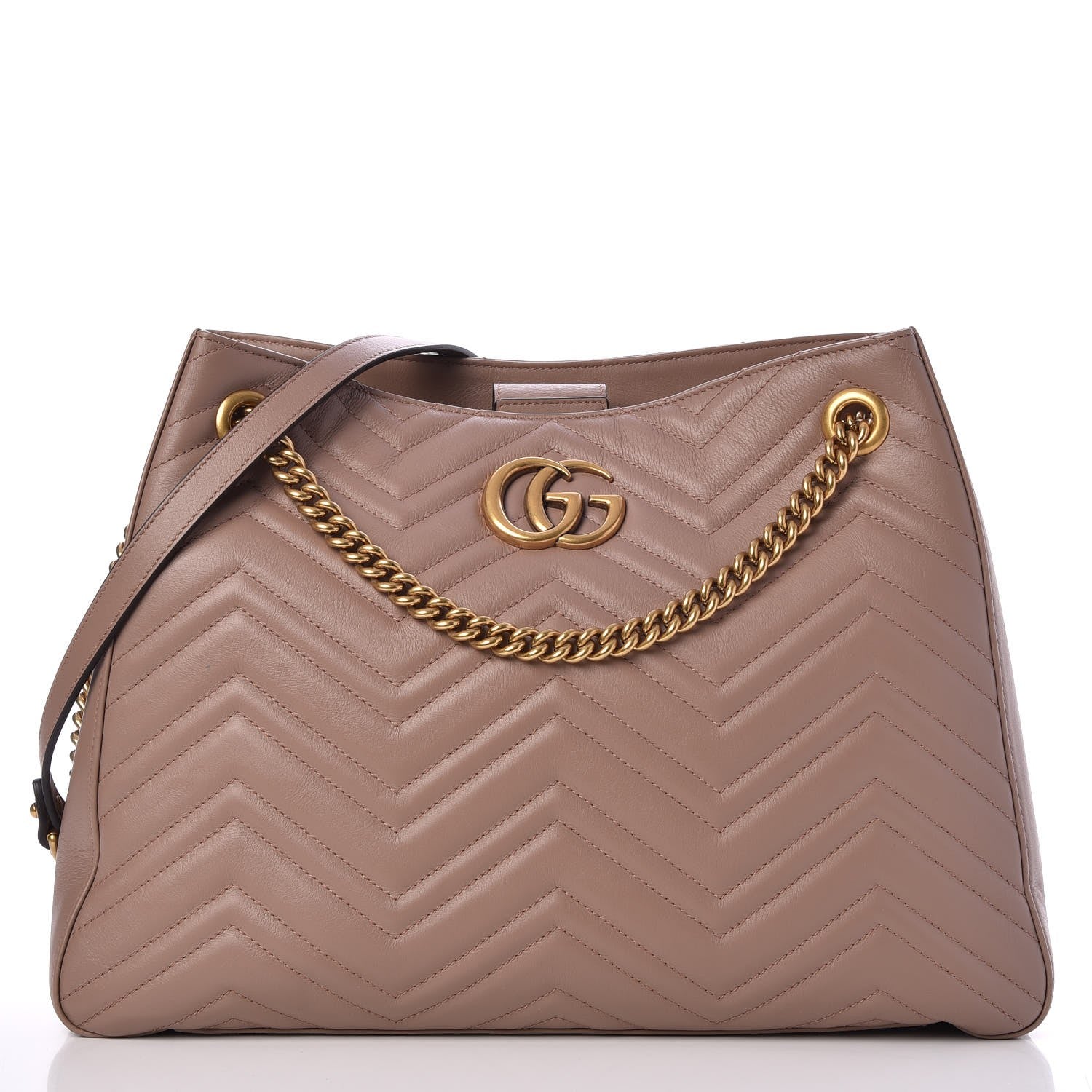 Gucci Calfskin Matelasse Medium GG Marmont Shoulder Tote Bag Porcelain Rose 1 of 7