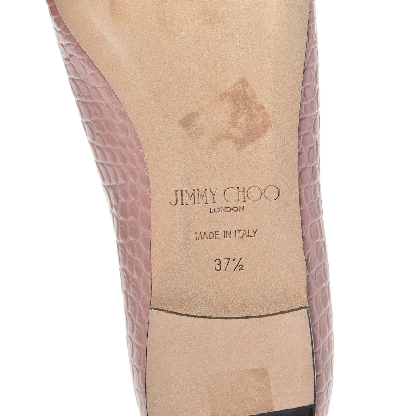 Crocodile Embossed Calfskin Love Flat 37.5 Blush