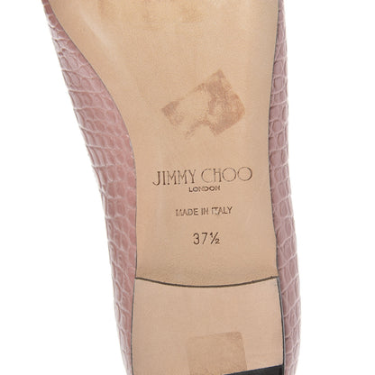 Jimmy Choo Crocodile Embossed Calfskin Love Flat 37.5 Blush 7 of 7