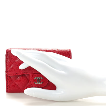 Chanel Caviar Quilted Flap Card Holder Wallet Dark Pink 2 of 9