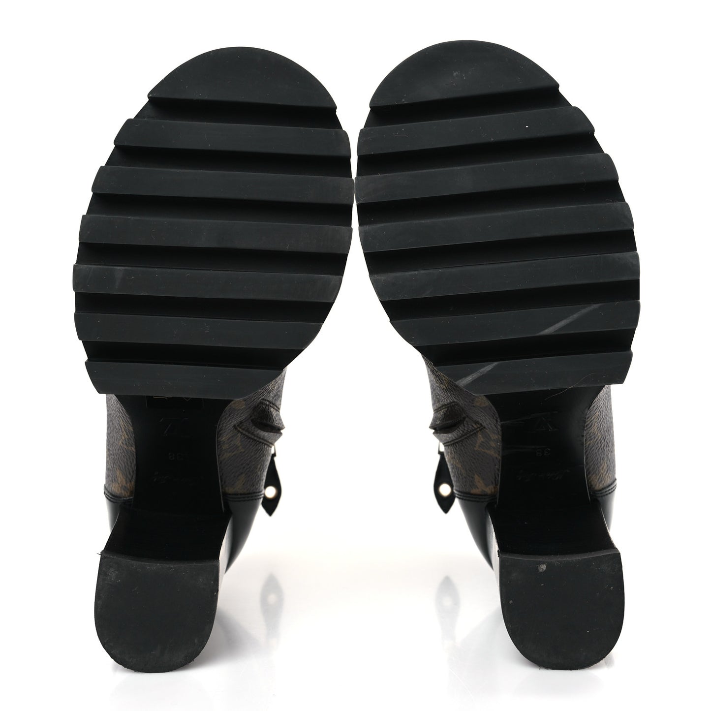 Patent Calfskin Monogram Star Trail Ankle Boots 38 Black