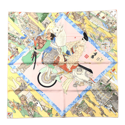 Hermes Silk Les Artisans D'Hermes Scarf 90 Rose Pale Vert Amande 1 of 7