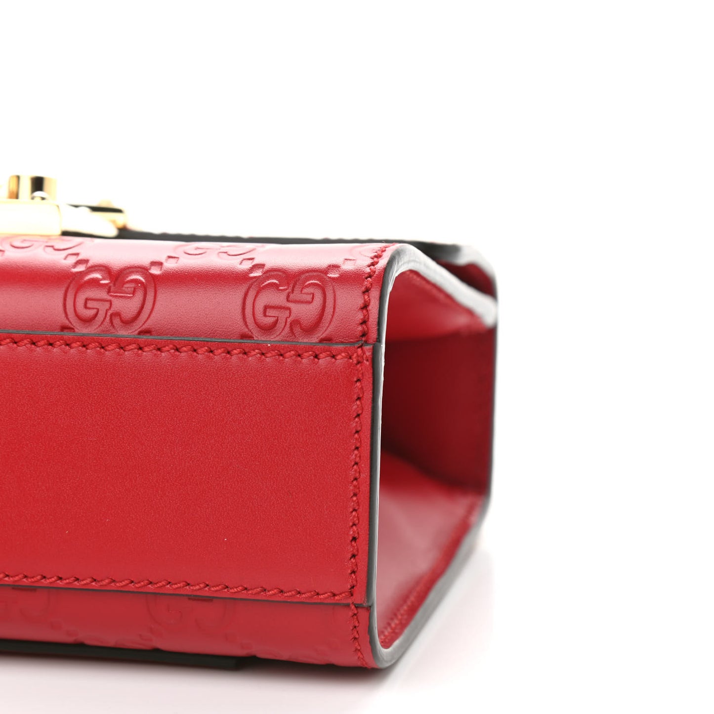 Guccissima Small Padlock Shoulder Bag Hibiscus Red