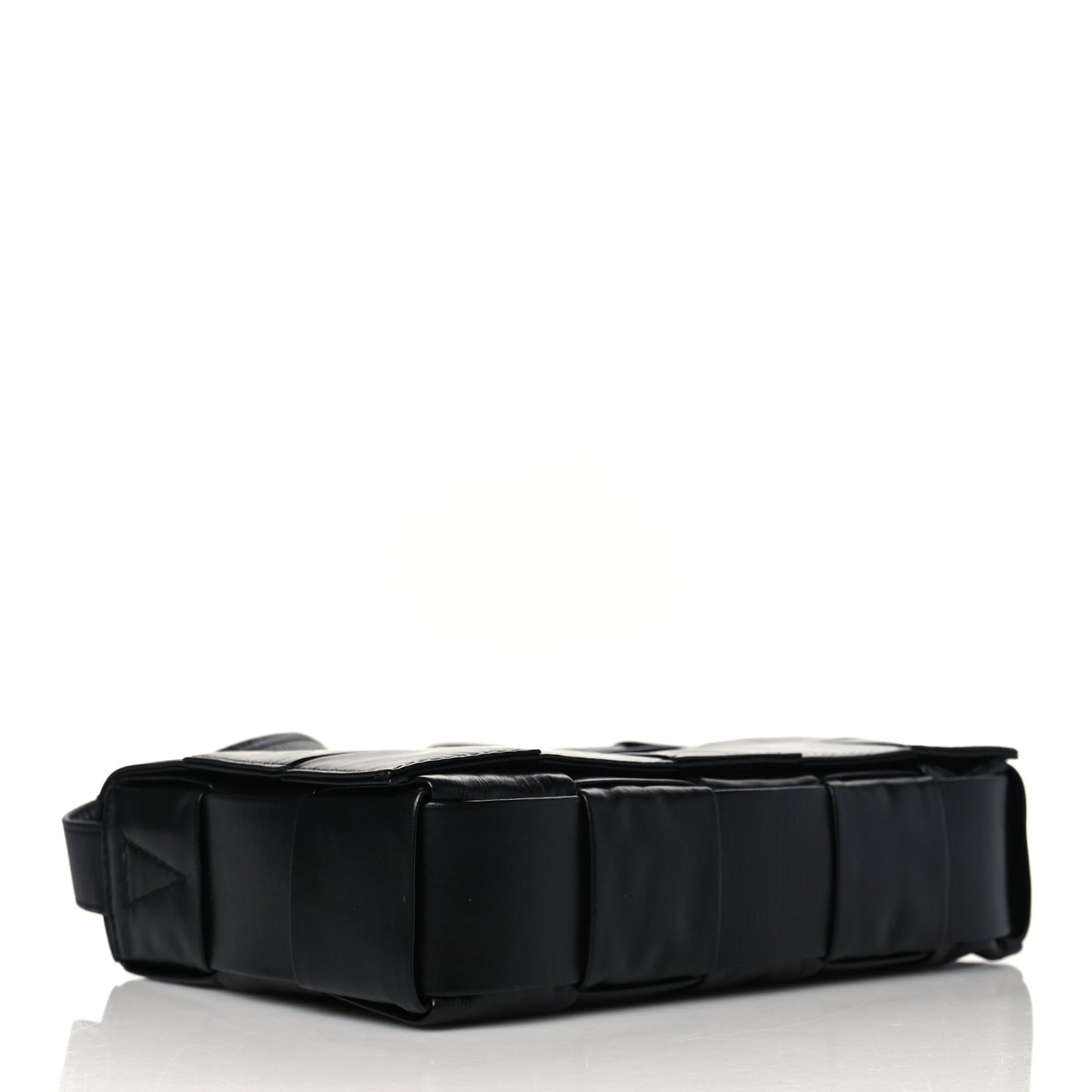 Paper Calfskin Maxi Intreccio Cassette Crossbody Bag Black