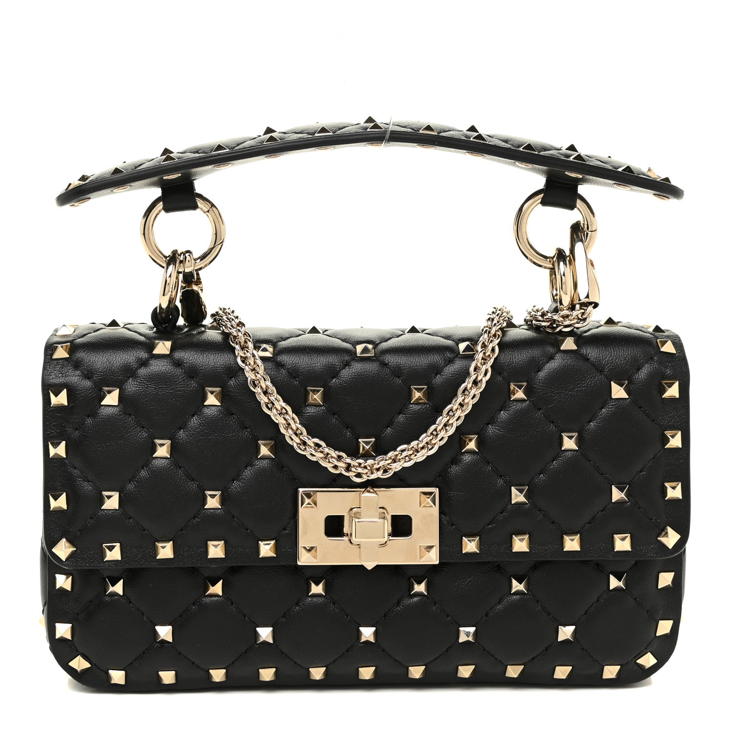 Valentino Garavani Lambskin Small Rockstud Spike Shoulder Bag Black 1 of 10