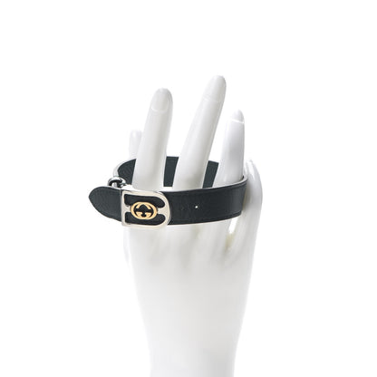 Gucci 18K Yellow Gold Calfskin Interlocking G Bracelet Green 2 of 4