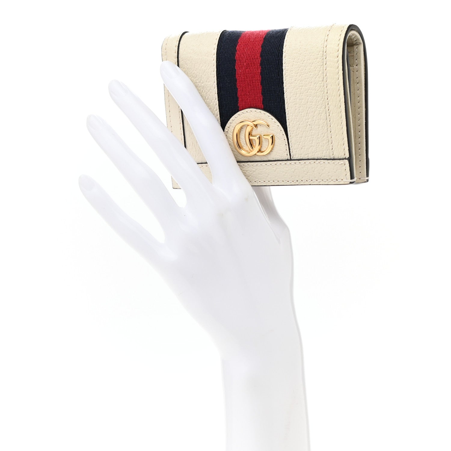 Gucci Textured Calfskin Web Ophidia Card Case Mystic White 2 of 9