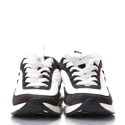 Chanel Nylon Suede Calfskin CC Sneakers 39 White Dark Grey 2 of 8