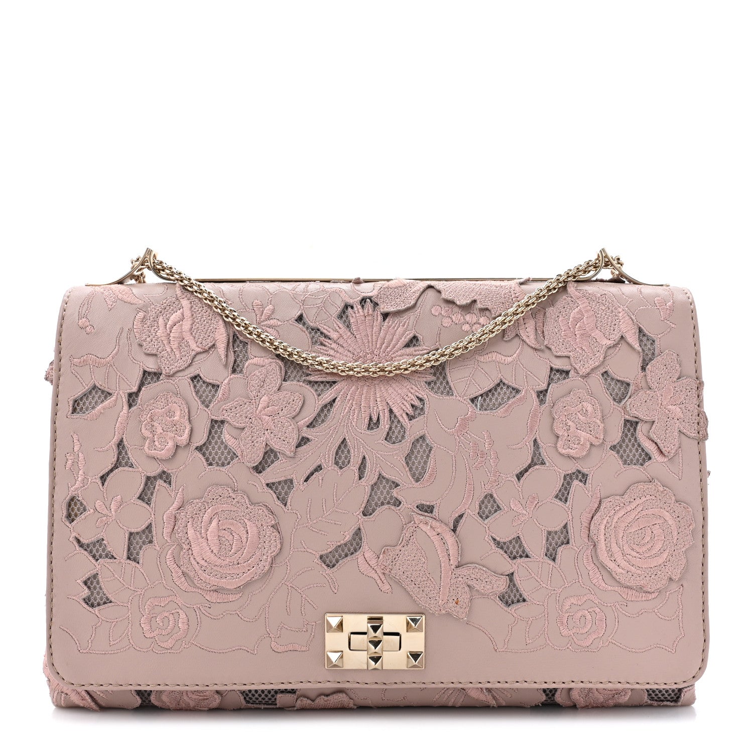 Valentino Garavani Nappa Lace Large Girello Flap Blush 1 of 11