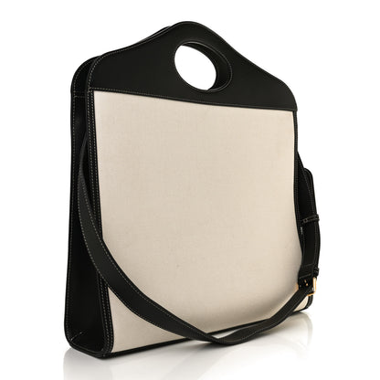 Burberry Canvas Smooth Calfskin Two Tone Medium Pocket Bag Natural Black 3 of 10