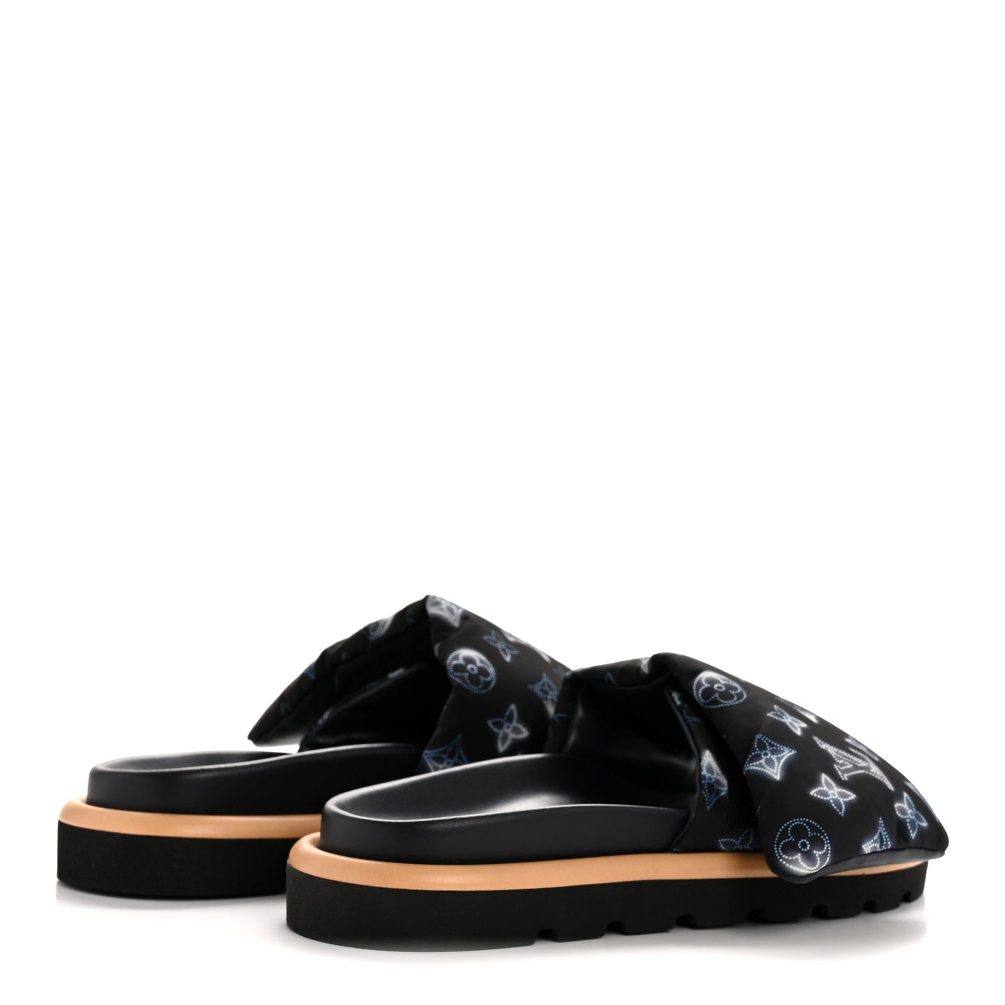 Nylon Monogram Womens Pool Pillow Comfort Mules 40 Navy Blue