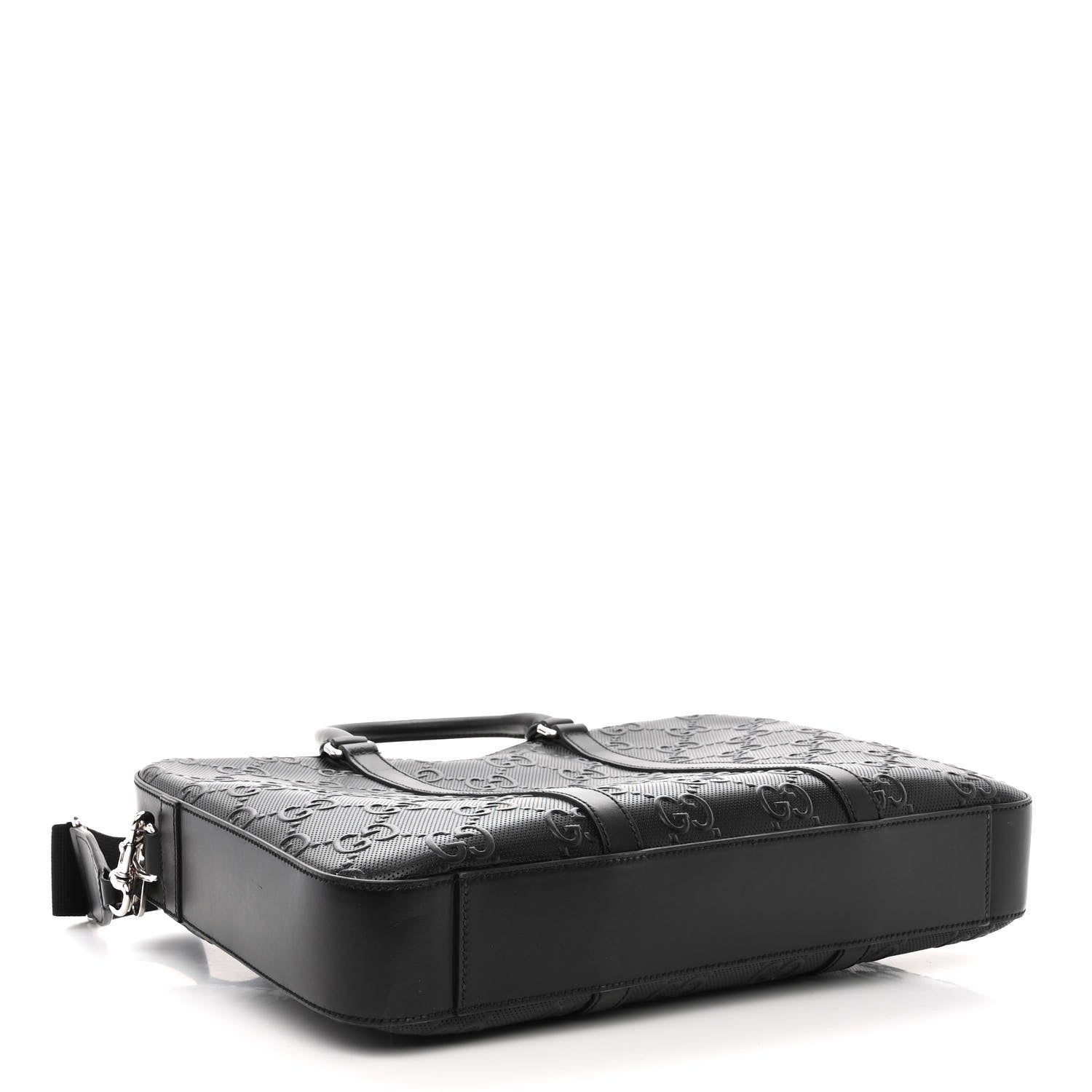 Gucci Calfskin GG Tennis Embossed Briefcase Black 4 of 13