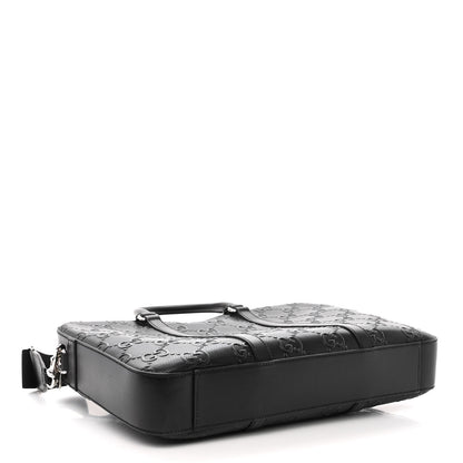 Gucci Calfskin GG Tennis Embossed Briefcase Black 4 of 13