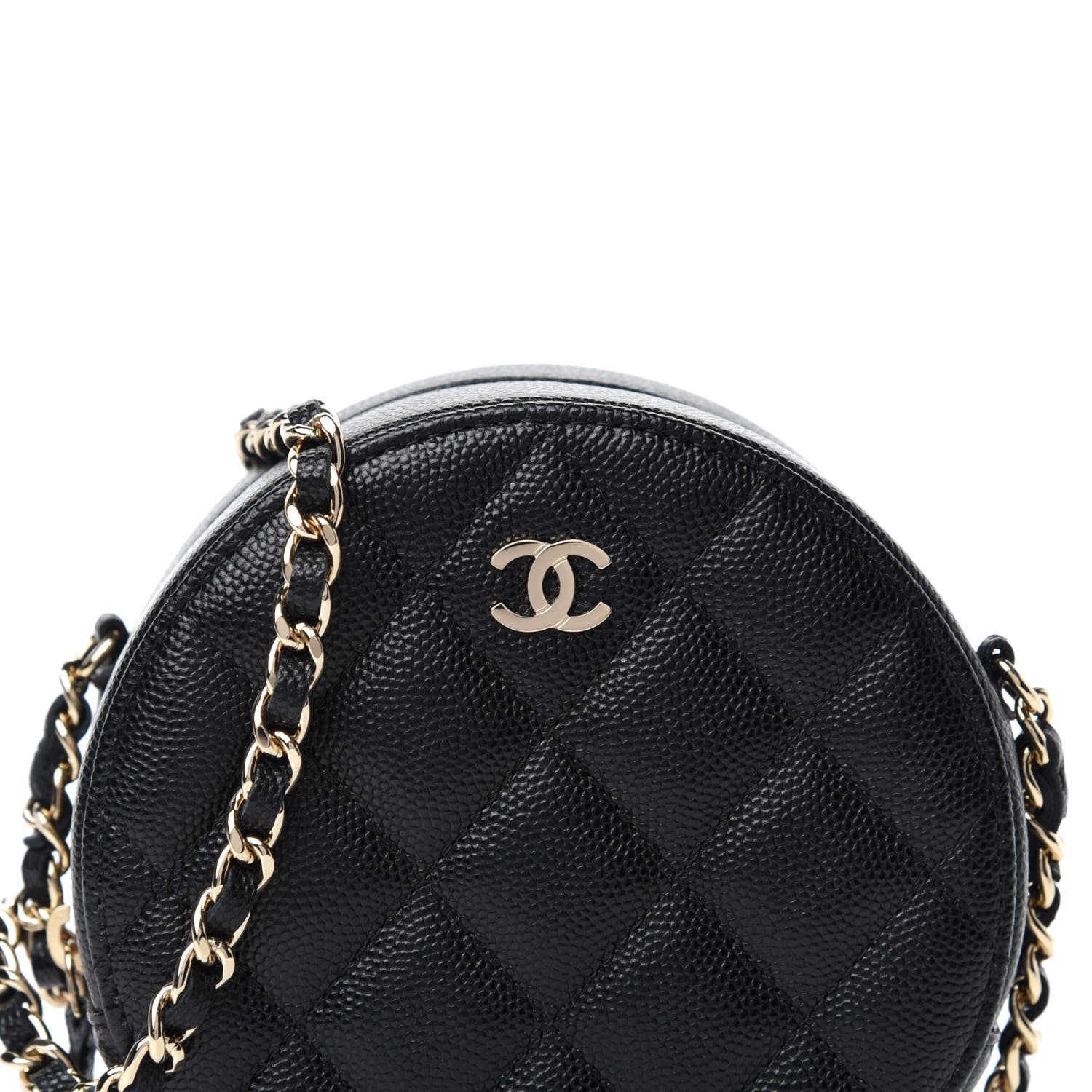 Chanel Caviar Quilted Round Clutch With Chain Black 10 of 11
