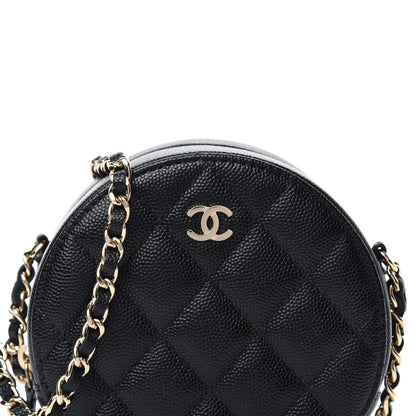 Chanel Caviar Quilted Round Clutch With Chain Black 10 of 11