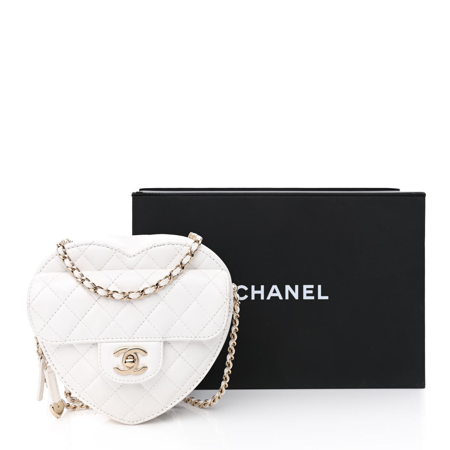 Lambskin Quilted CC In Love Heart Bag White
