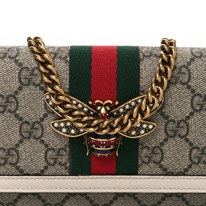 Gucci GG Supreme Monogram Web Queen Margaret Chain Wallet White 7 of 9