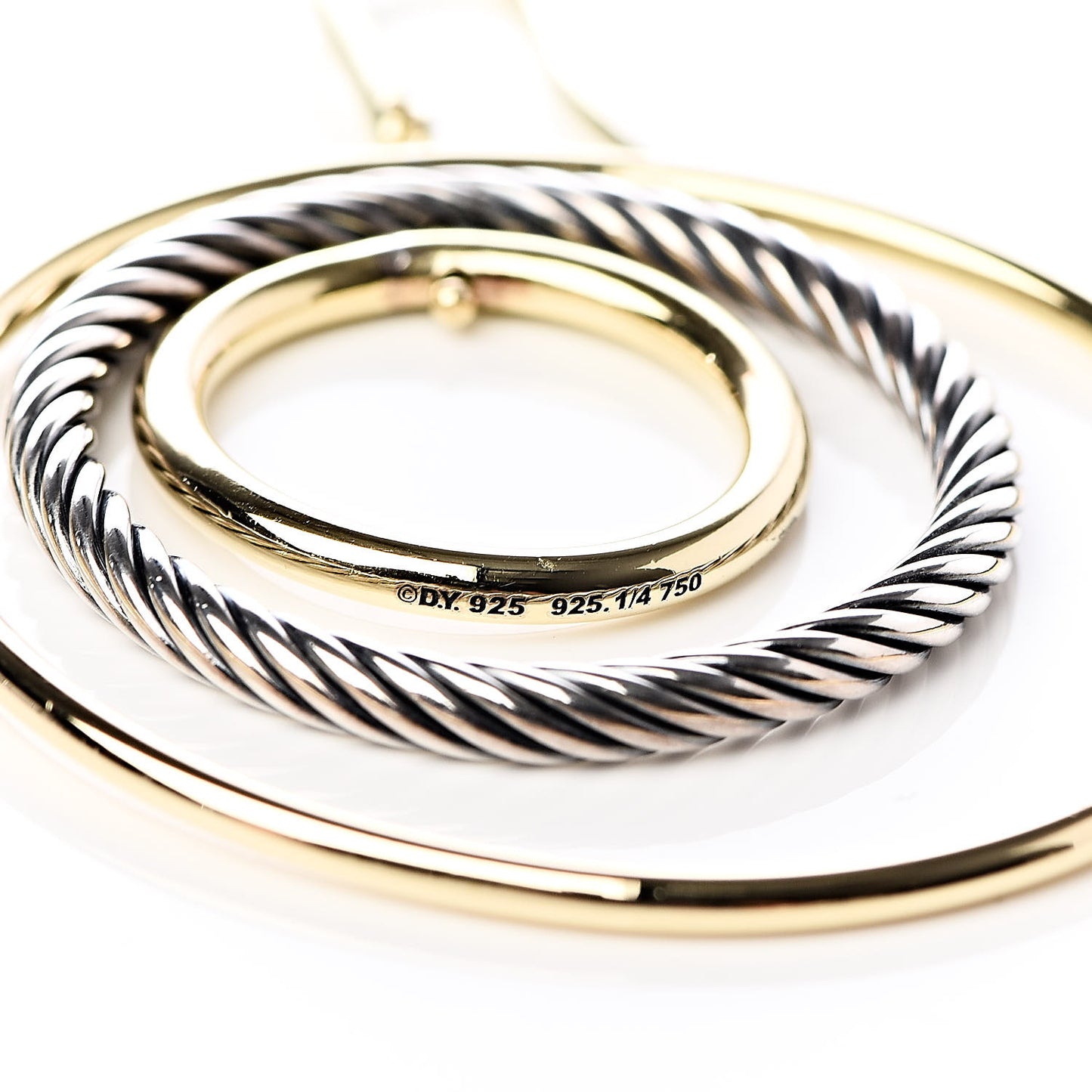 Sterling Silver 18K Yellow Gold Mobile Triple Circle Earrings