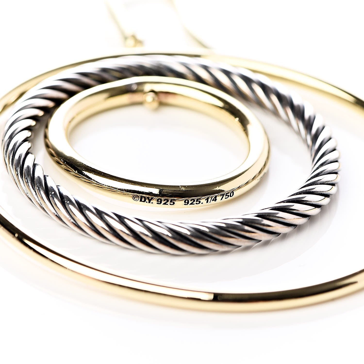 David Yurman Sterling Silver 18K Yellow Gold Mobile Triple Circle Earrings 4 of 4