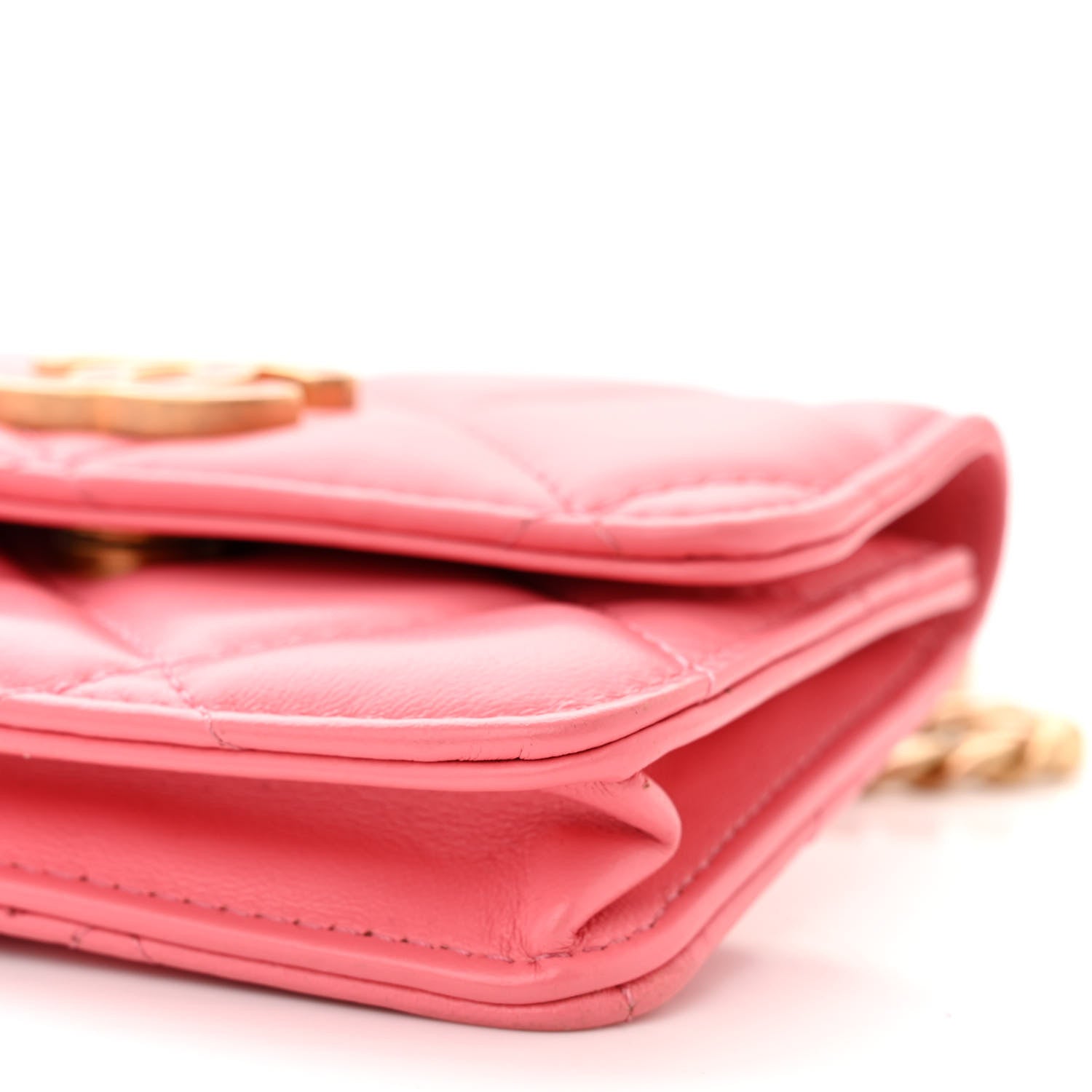 Chanel Lambskin Enamel Quilted Pending Clutch With Chain Pink 11 of 12