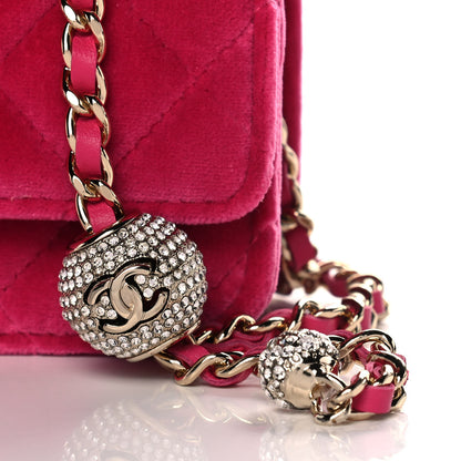 Chanel Velvet Quilted Pearl Crush Wallet On Chain WOC Pink 8 of 11