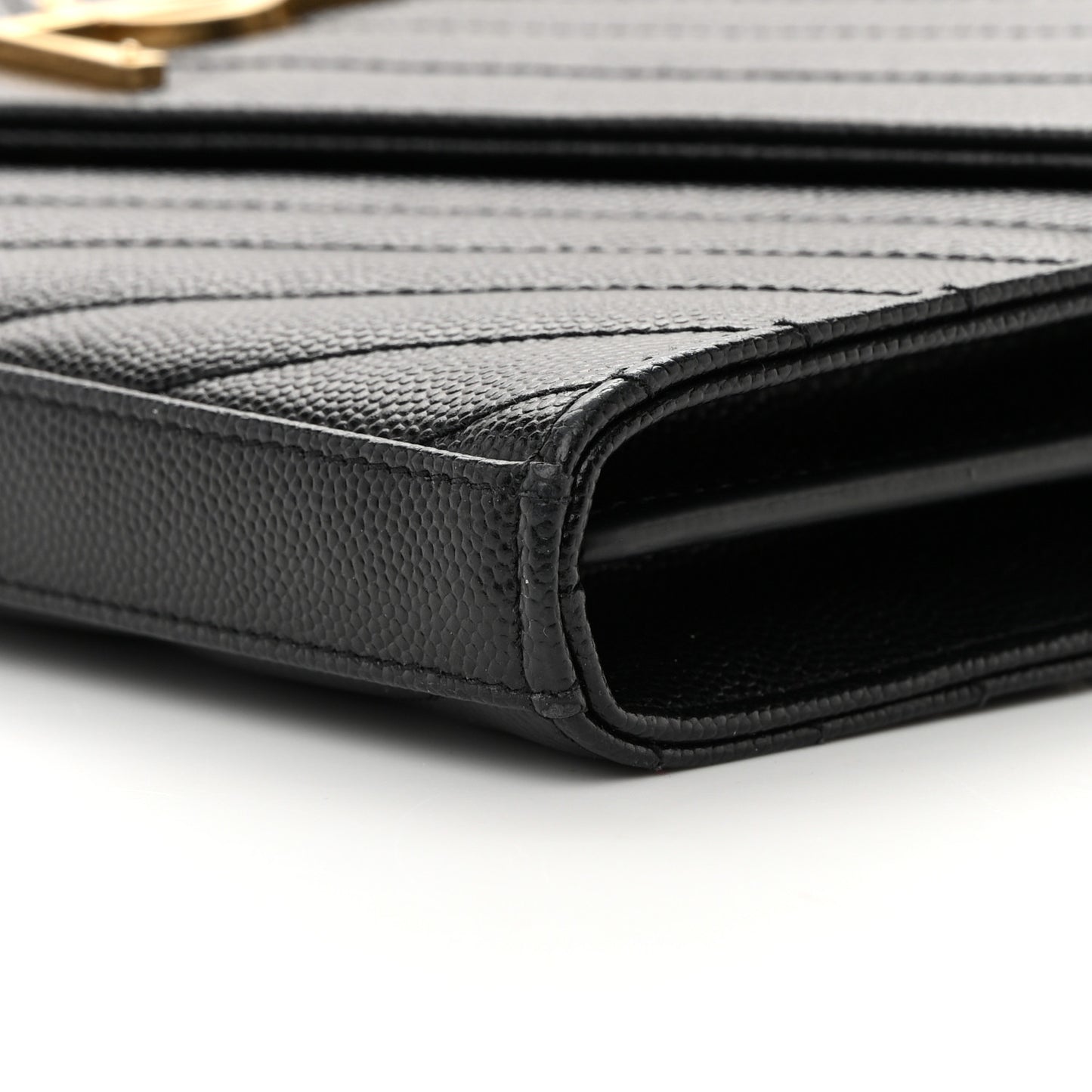 Grain De Poudre Matelasse Chevron Monogram Chain Wallet Black